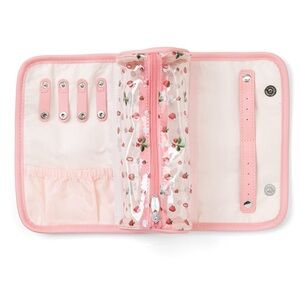Pink Strawberry Print Jewelry Bag